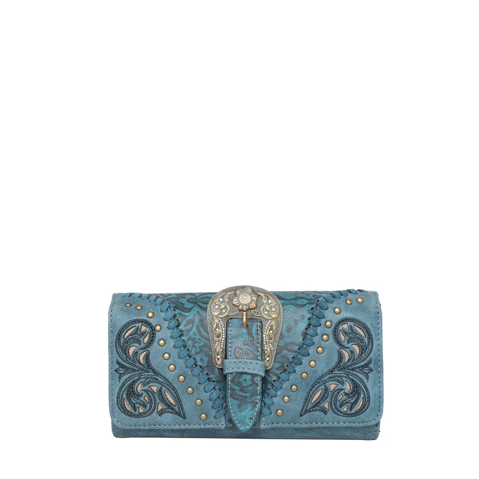 MW823G-8085W Montana West Buckle Collection Concealed Carry Satchel and Wallet -Turquoise
