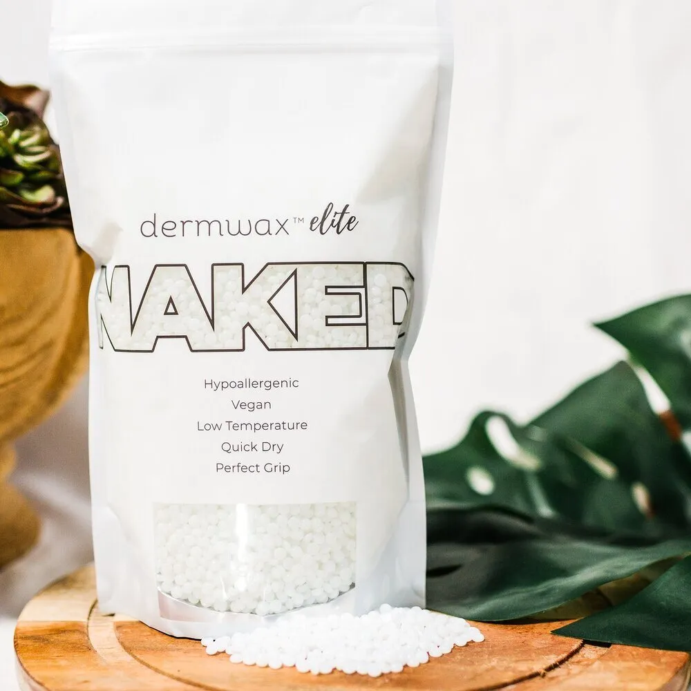 Naked - Stripless Hard Wax Beads / 2 Lb. Bag / Case of 4 Bags = 8 Lb. Total by Dermwax Elite