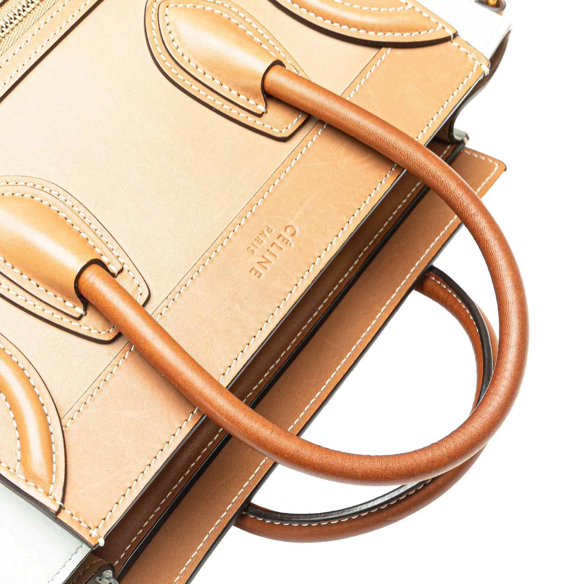 Nano Tricolor Leather Luggage Tote