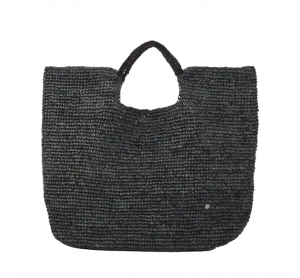 Napa Lux Metallic Graphite Raffia Beach Tote Bag
