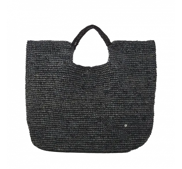 Napa Lux Metallic Graphite Raffia Beach Tote Bag