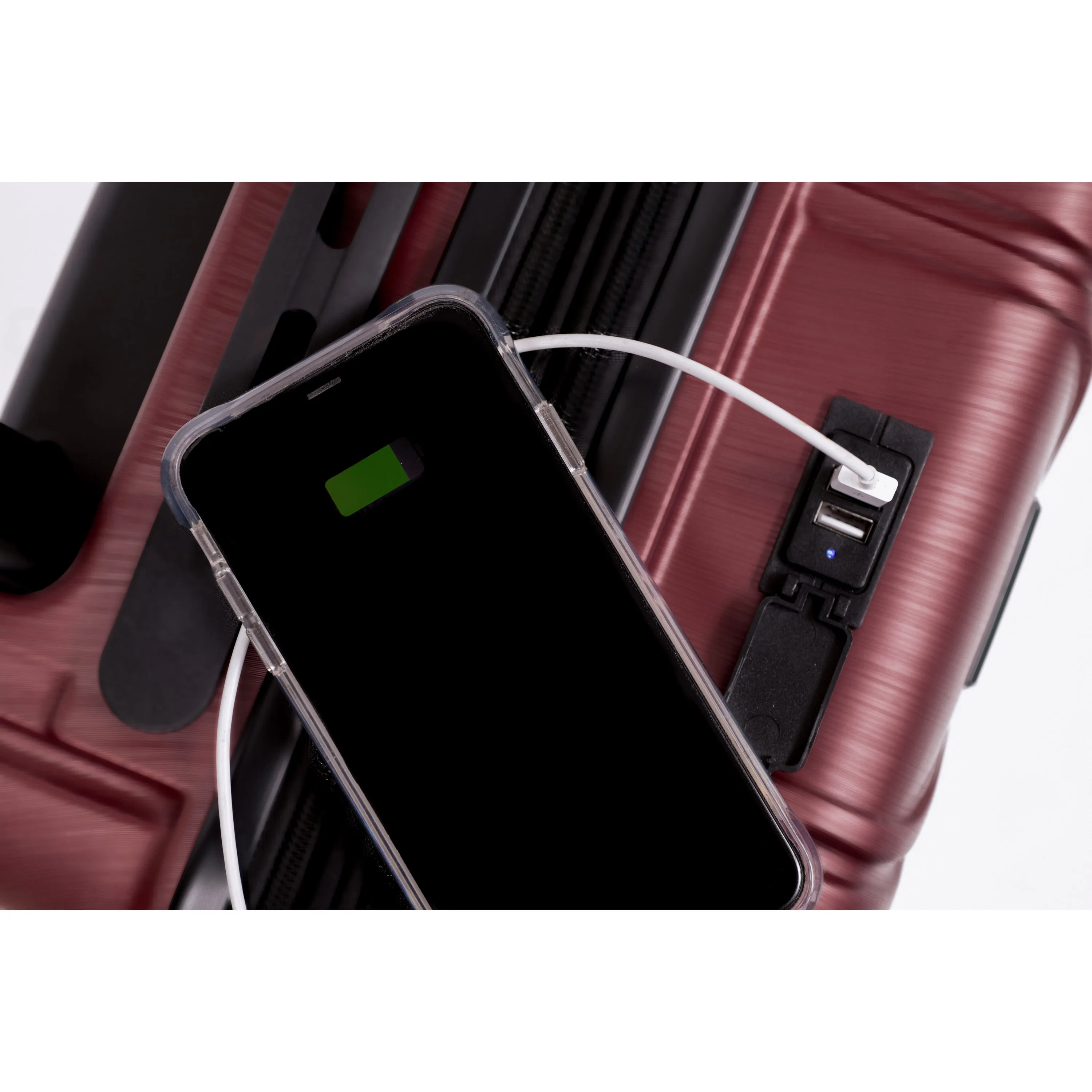 NEW YORK 3 Piece Set (20"/24"/28") 4-Wheel Luggage Set   PowerBank & 2 packing cubes