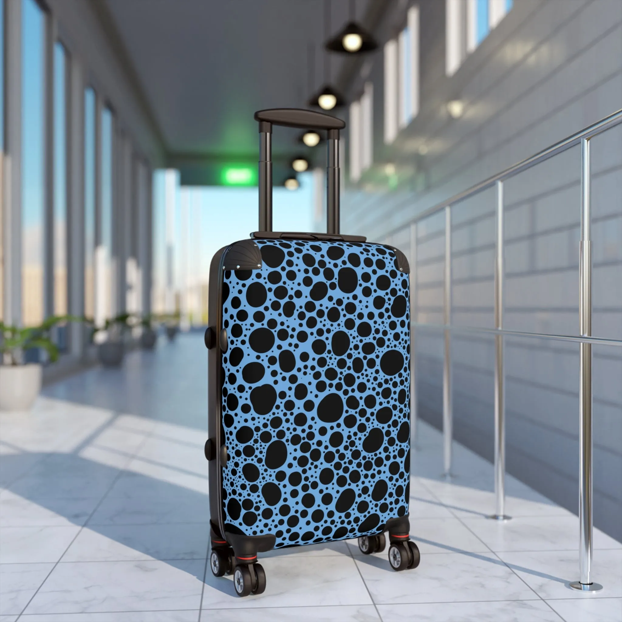 Noir Pointallism on Light Blue Suitcase