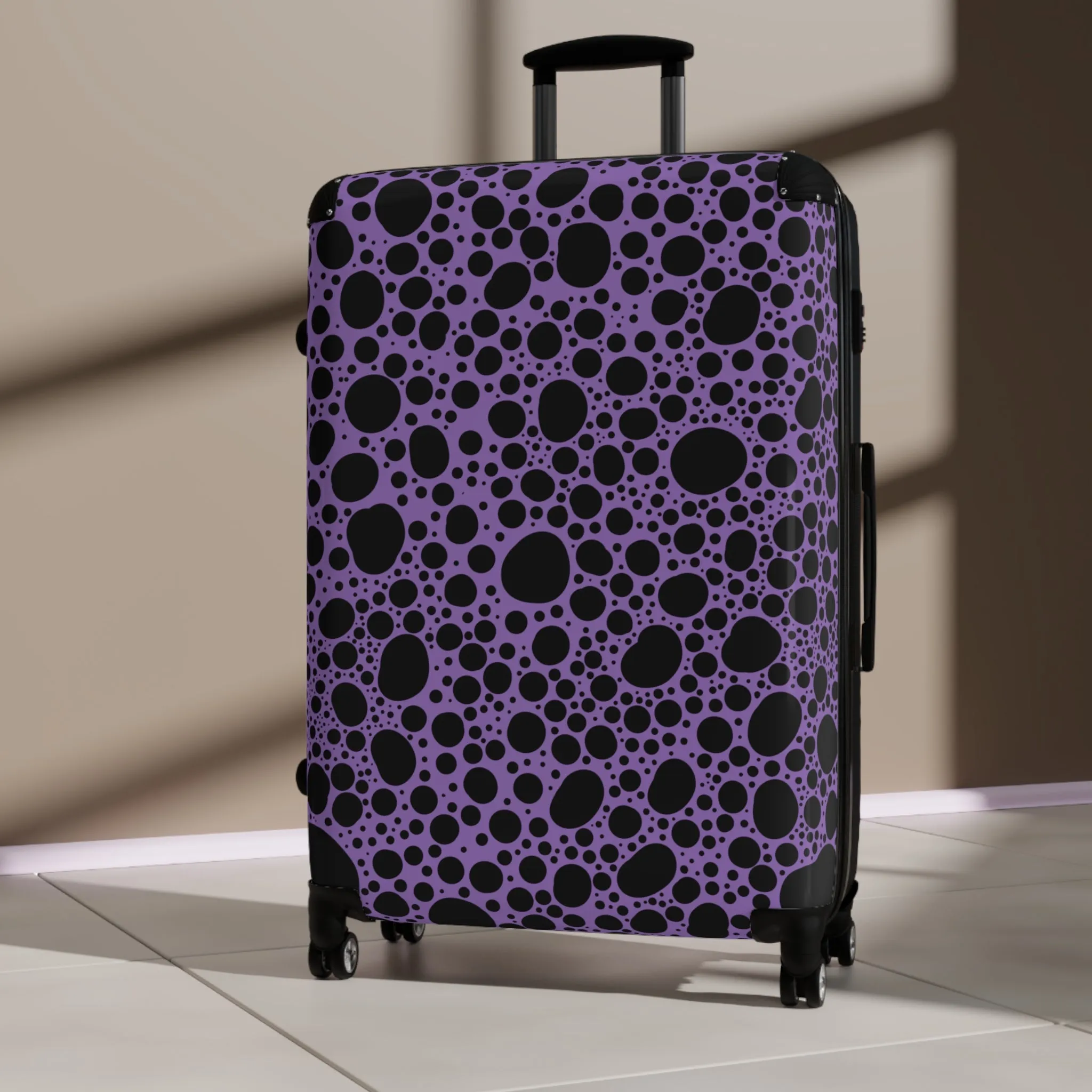 Noir Pointallism on Lilac Suitcase