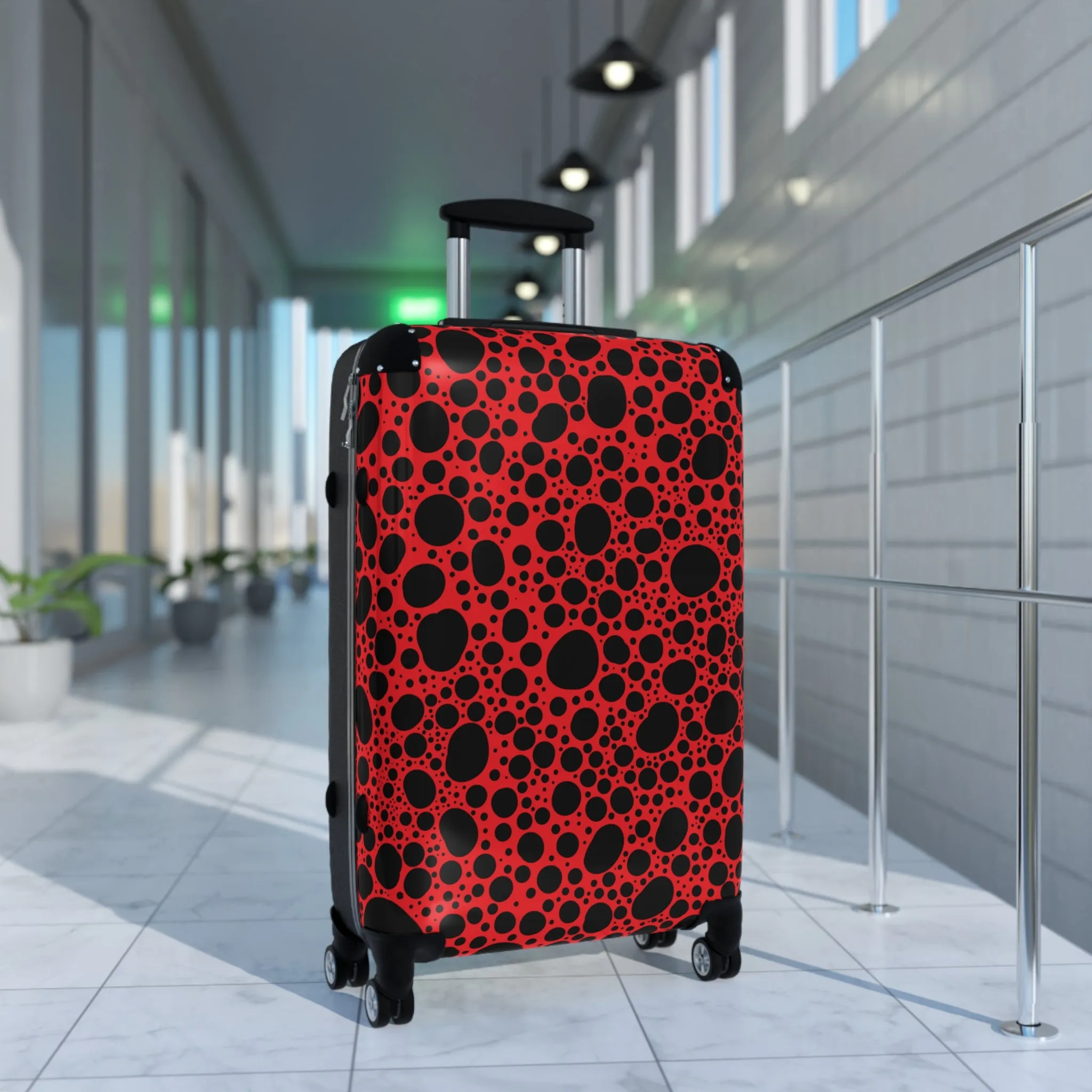 Noir Pointallism on Red Suitcase