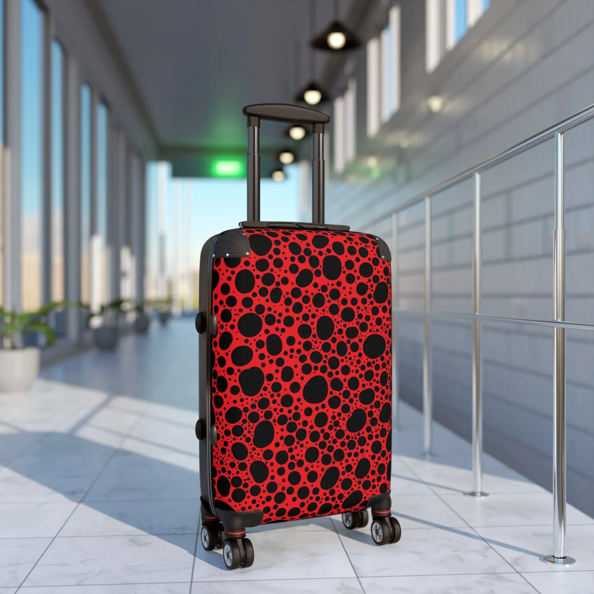 Noir Pointallism on Red Suitcase