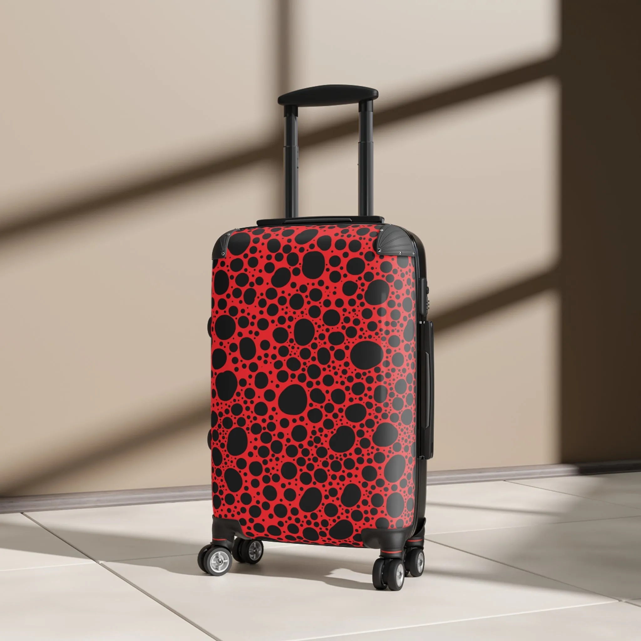 Noir Pointallism on Red Suitcase