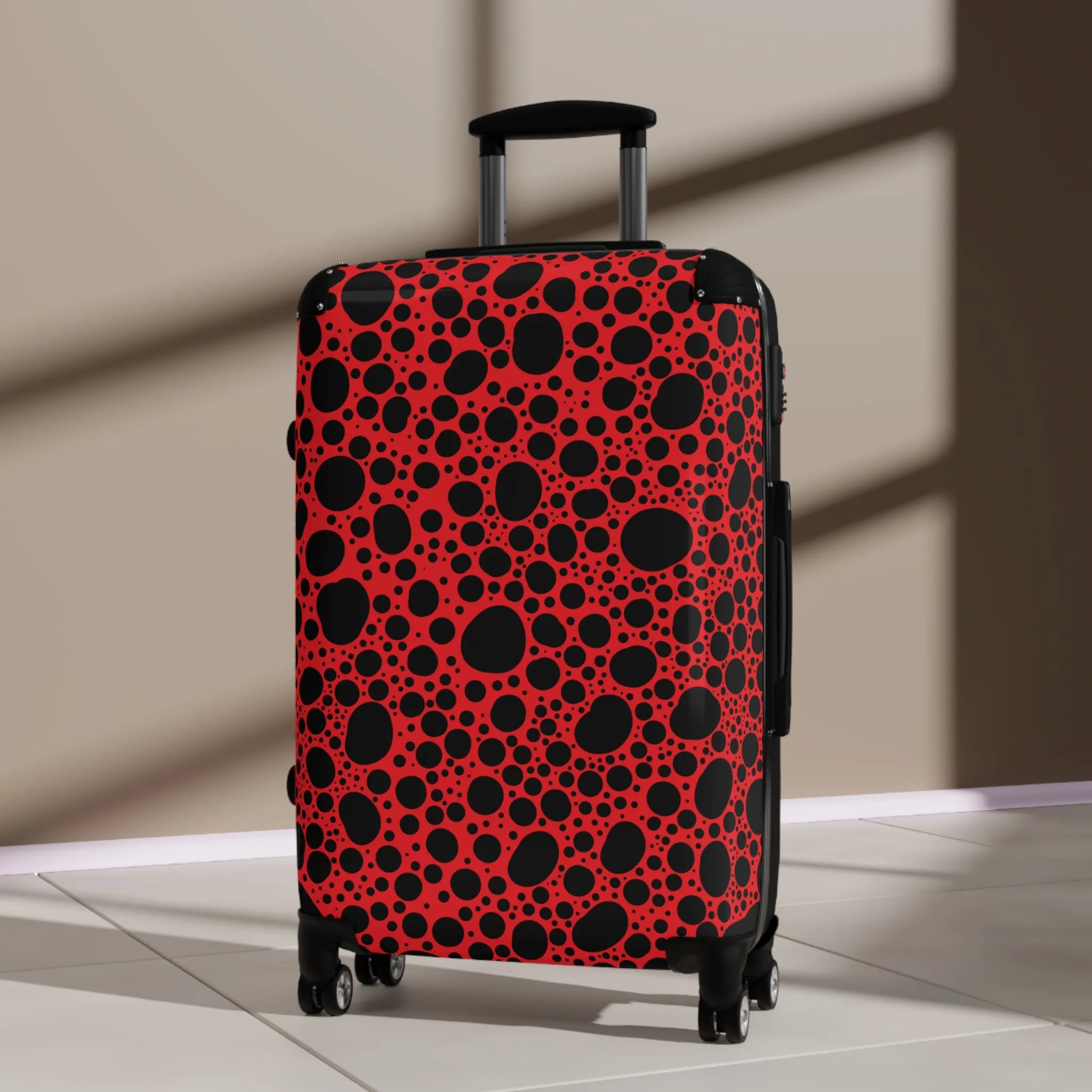 Noir Pointallism on Red Suitcase
