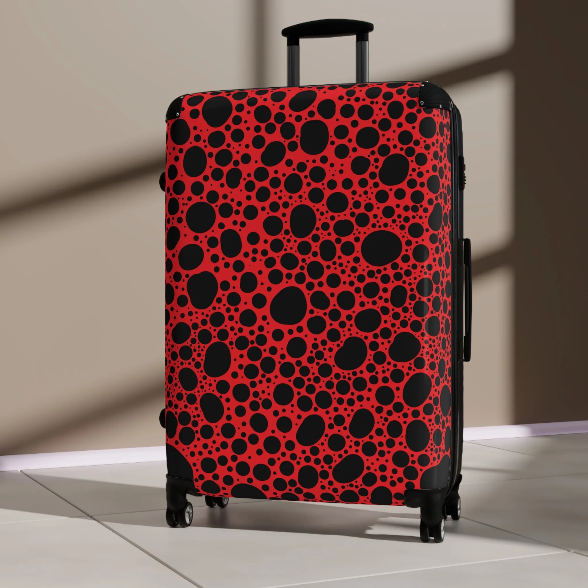 Noir Pointallism on Red Suitcase