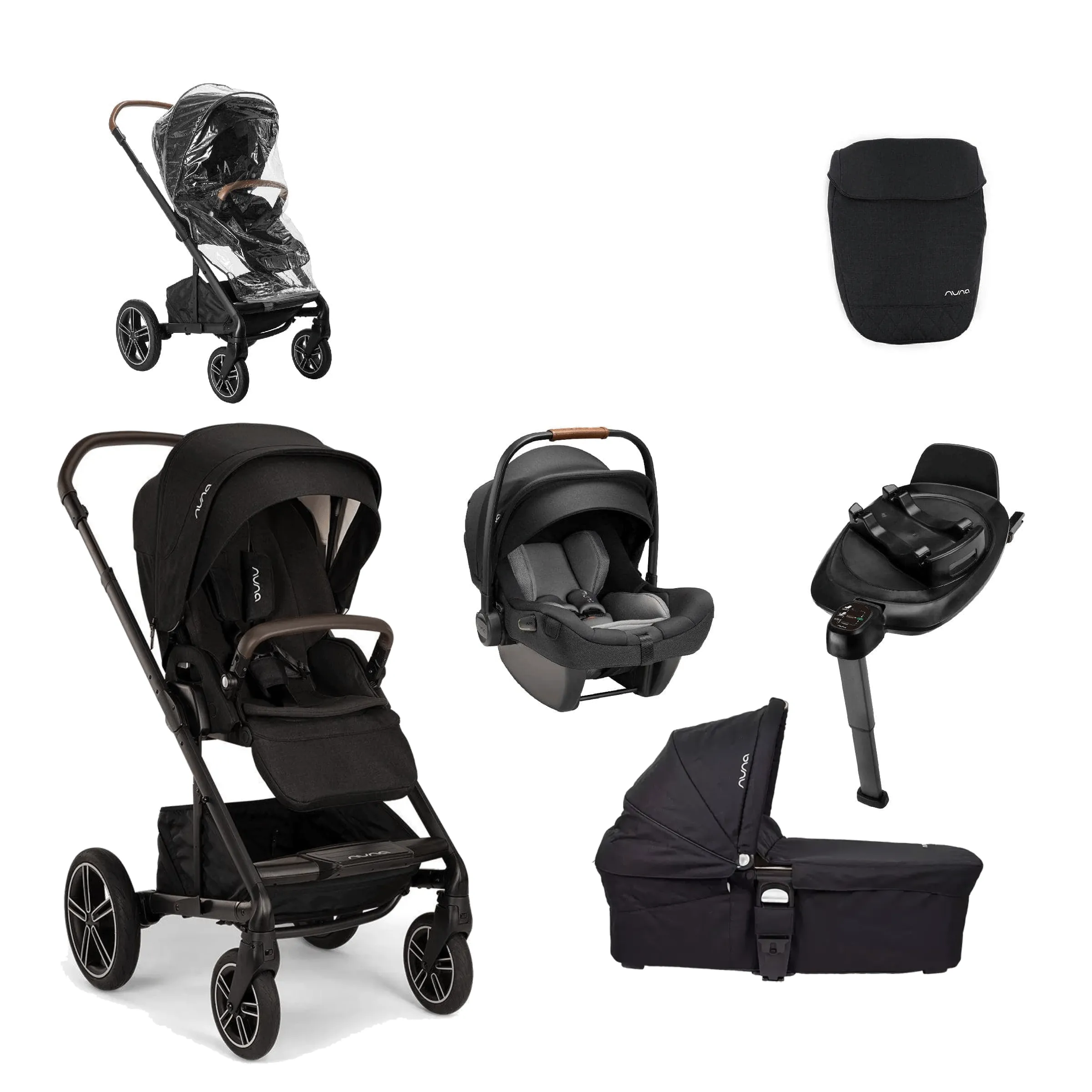 Nuna MIXX Next & PIPA Next Bundle - Caviar (Chocolate & Tan Leatherette)