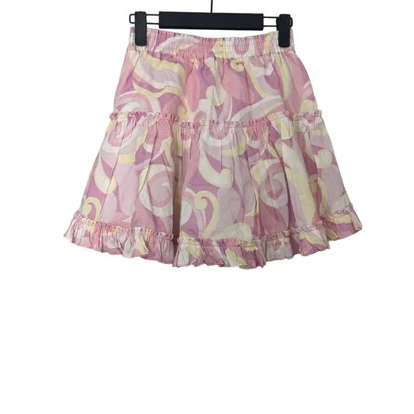 NWT Hill House The Paz Tiered Ruffle Skirt in Candy Kaleidoscope Size S