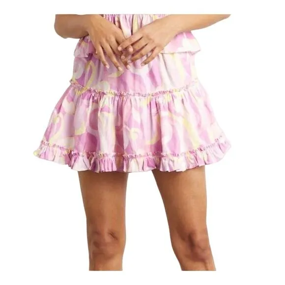 NWT Hill House The Paz Tiered Ruffle Skirt in Candy Kaleidoscope Size S