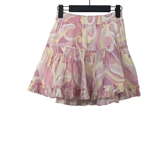 NWT Hill House The Paz Tiered Ruffle Skirt in Candy Kaleidoscope Size S