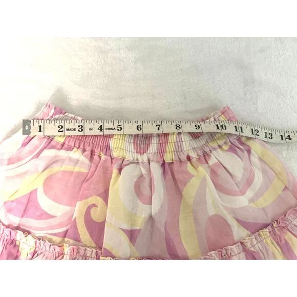 NWT Hill House The Paz Tiered Ruffle Skirt in Candy Kaleidoscope Size S