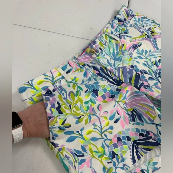NWT Lilly Pulitzer Callahan Stretch 5&quot; Shorts Resort White Shell Beach Preppy