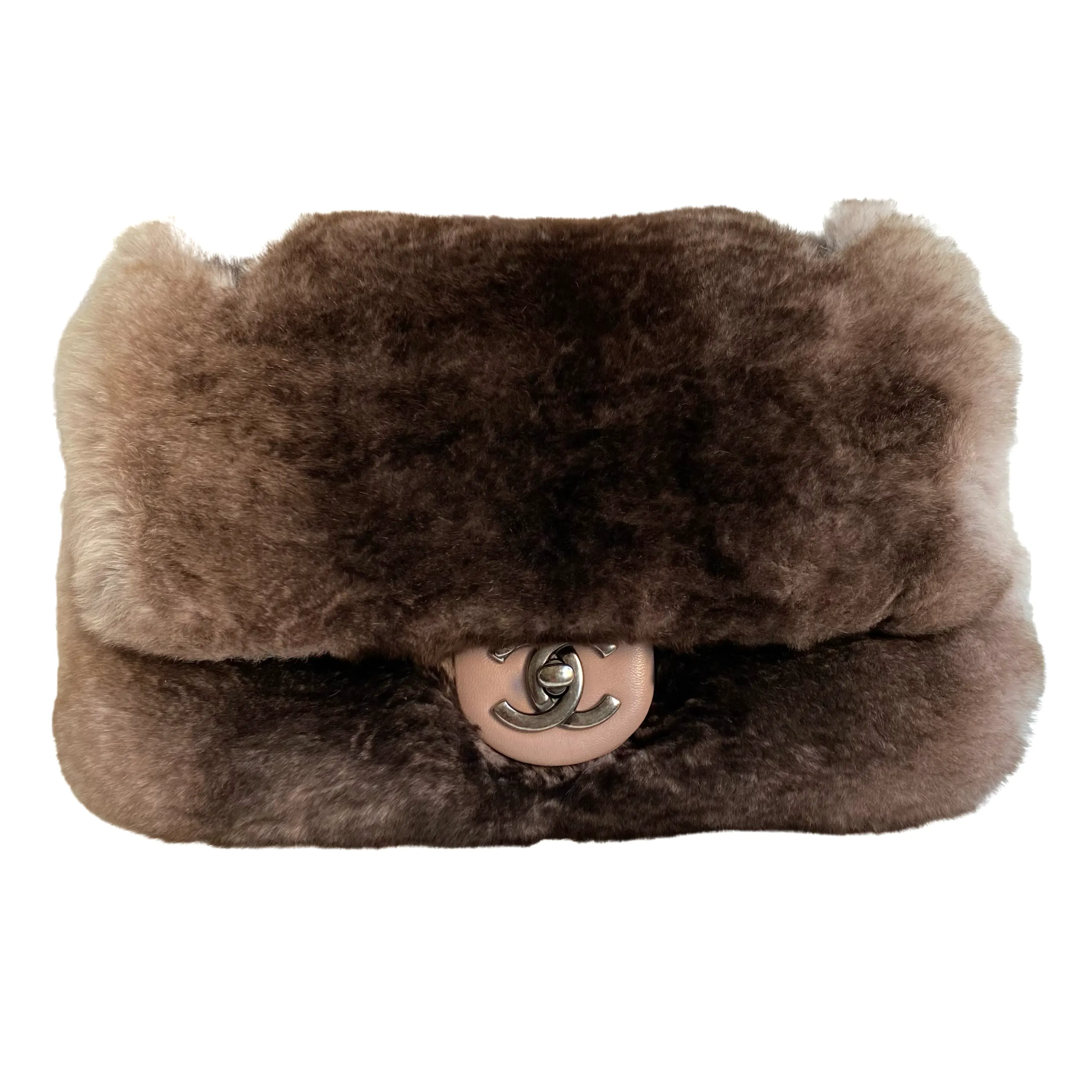 Ombré Brown Orylag Rabbit Fur Medium Flap Bag
