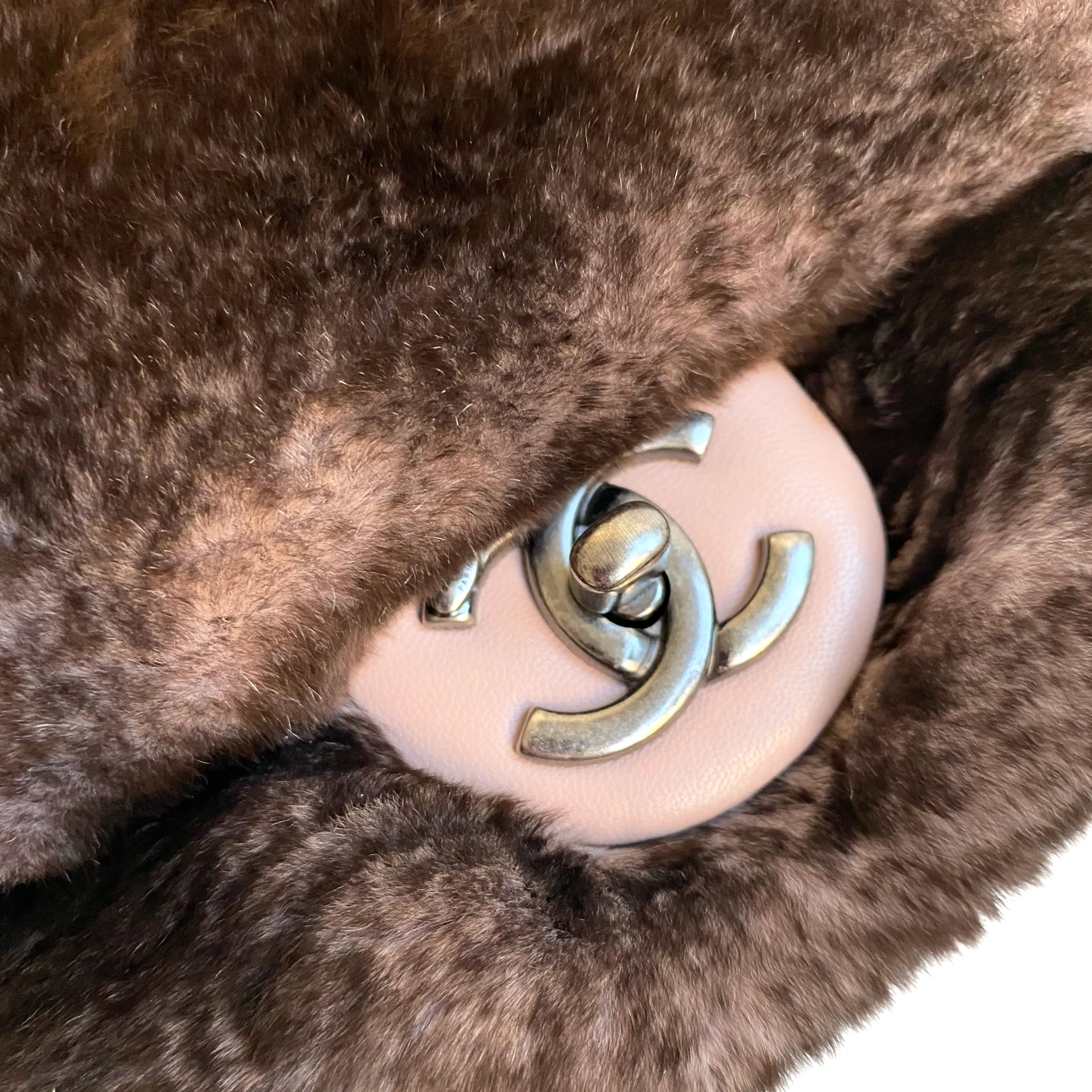 Ombré Brown Orylag Rabbit Fur Medium Flap Bag