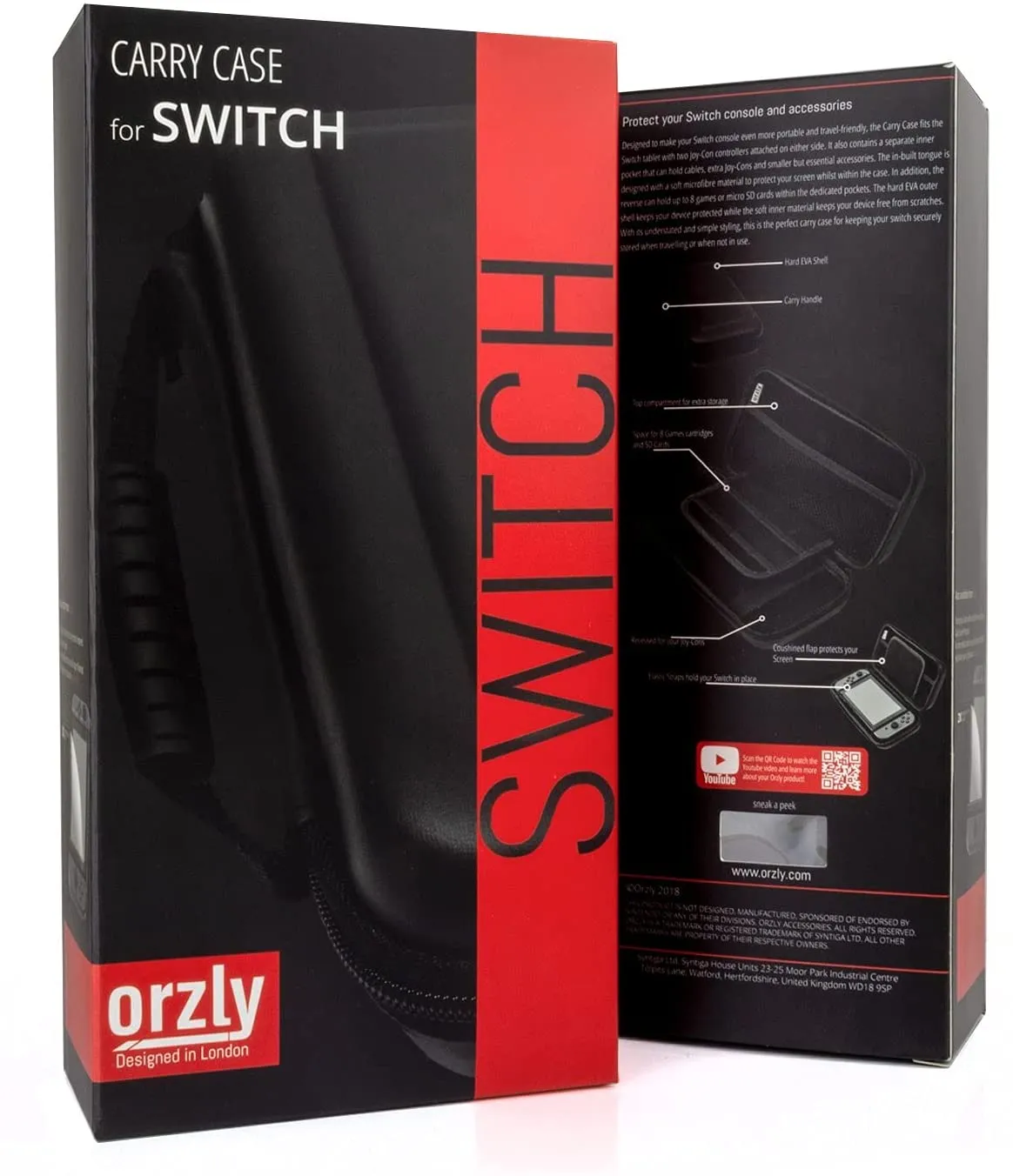 Orzly Carry Case Compatible with Nintendo Switch and New Switch OLED Console - Black - Protective Hard Portable Travel Carry Case Shell. Pouch with Pockets for Accessories and Games