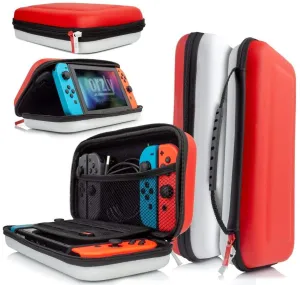 Orzly Carry Case Compatible with Nintendo Switch and New Switch OLED Console - Pokémon Red & White Edition - Protective Hard Portable Travel Carry Case Shell. Pouch with Pockets for Accessories and Games