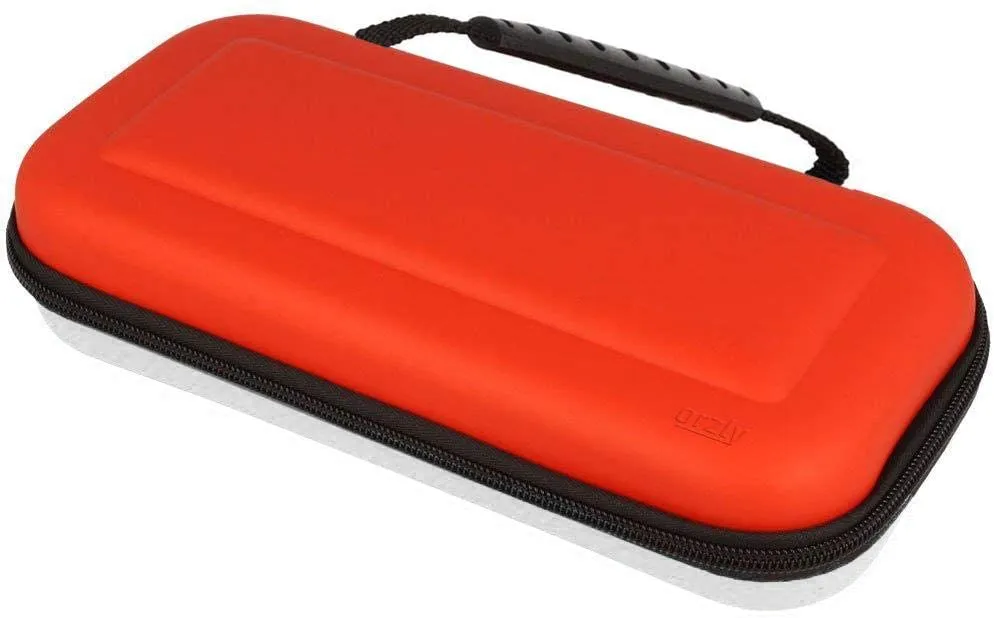 Orzly Carry Case Compatible with Nintendo Switch and New Switch OLED Console - Pokémon Red & White Edition - Protective Hard Portable Travel Carry Case Shell. Pouch with Pockets for Accessories and Games