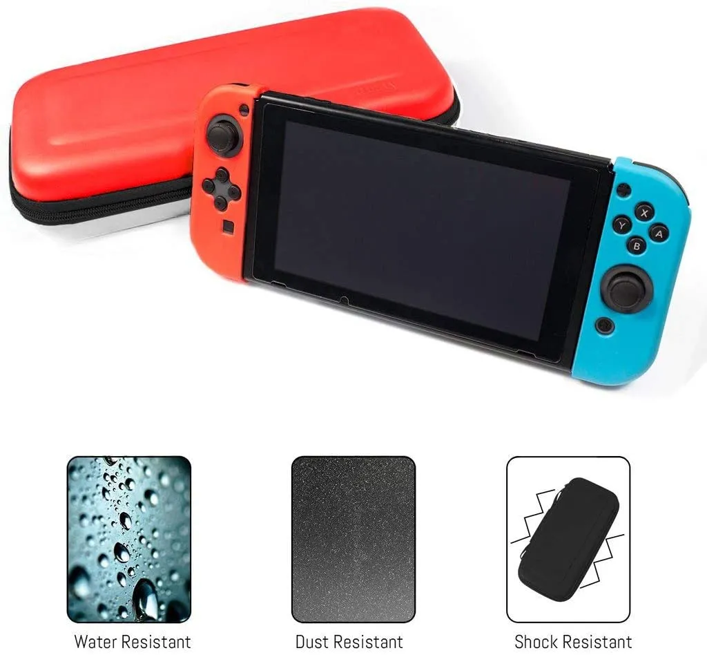 Orzly Carry Case Compatible with Nintendo Switch and New Switch OLED Console - Pokémon Red & White Edition - Protective Hard Portable Travel Carry Case Shell. Pouch with Pockets for Accessories and Games