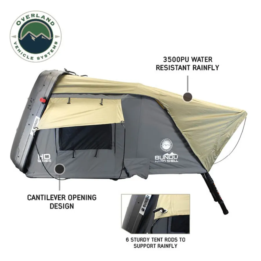 OVS HD Bundu Cantilever Hard Shell Roof Top Tent, Grey Body & Green Rainfly