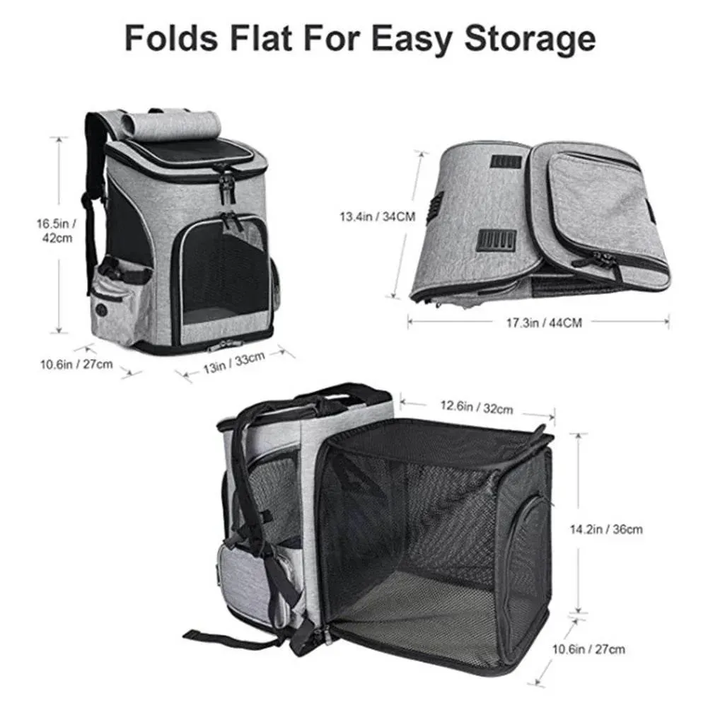Pet Travel Backpack - Expandable Breathable Carrier