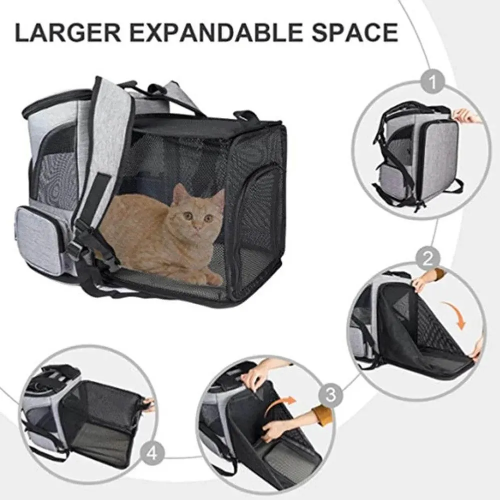 Pet Travel Backpack - Expandable Breathable Carrier