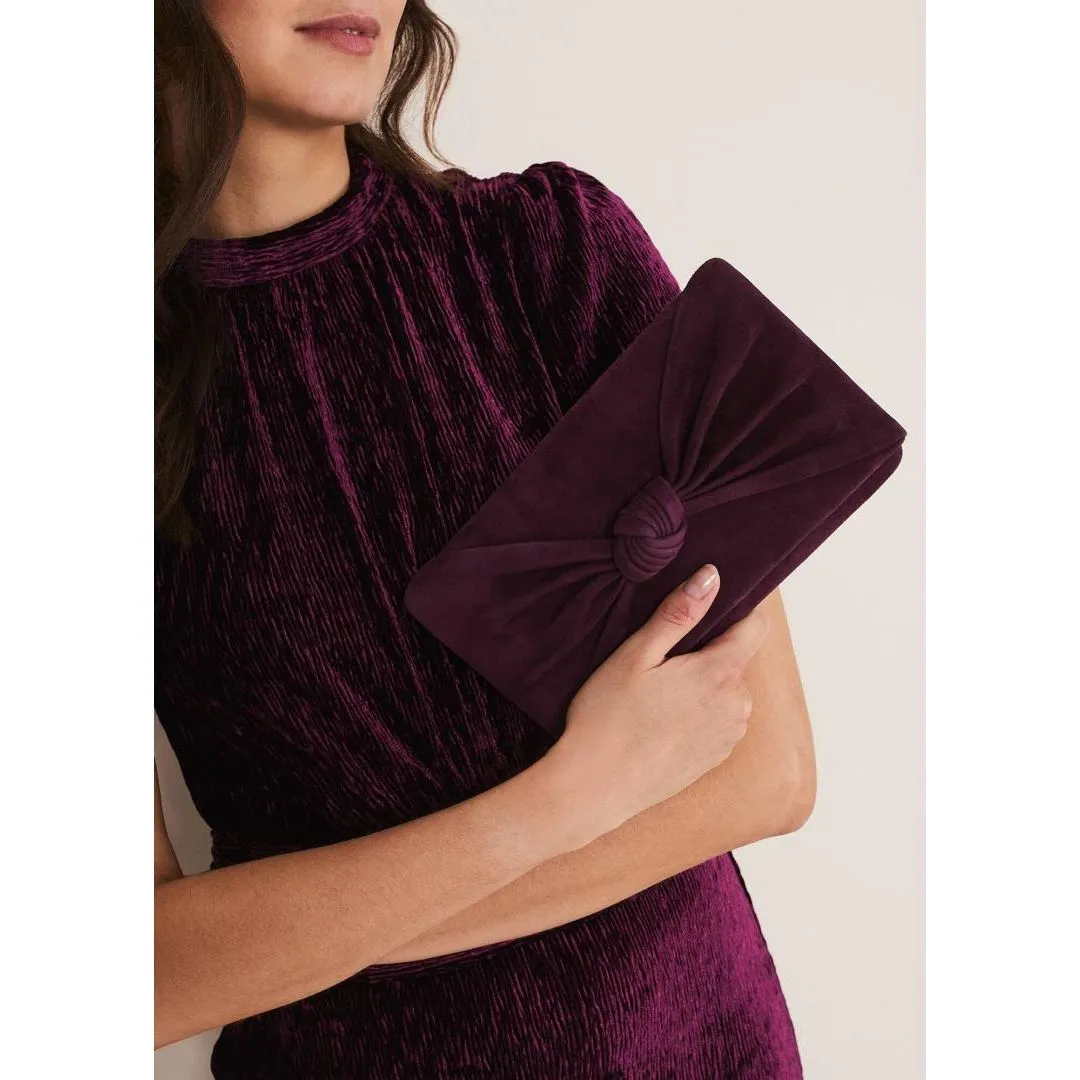 Phase Eight Knot Front Clutch Bag - Plum
