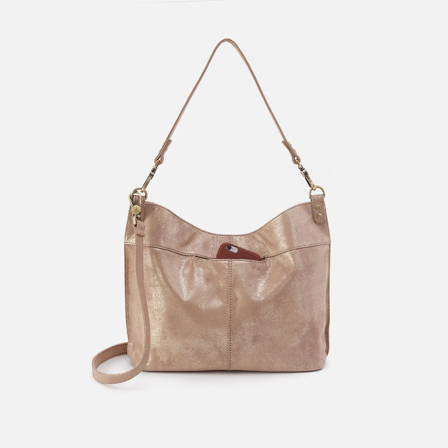 Pier Shoulder Bag In Metallic Leather - Gilded Beige