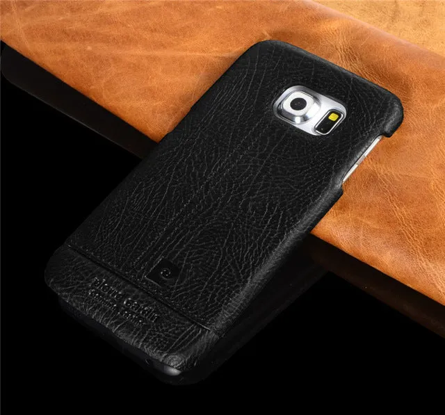 Pierre Cardin Case For Samsung Galaxy S7 S7 edge S6 S6 edge Edge Plus Stitched Genuine Leather Slim Hard Back Cover Phone Cases