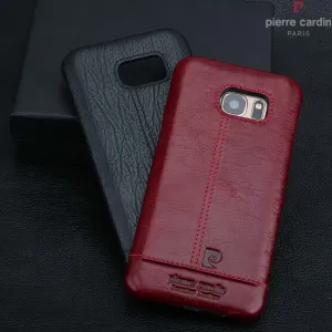 Pierre Cardin Case For Samsung Galaxy S7 S7 edge S6 S6 edge Edge Plus Stitched Genuine Leather Slim Hard Back Cover Phone Cases