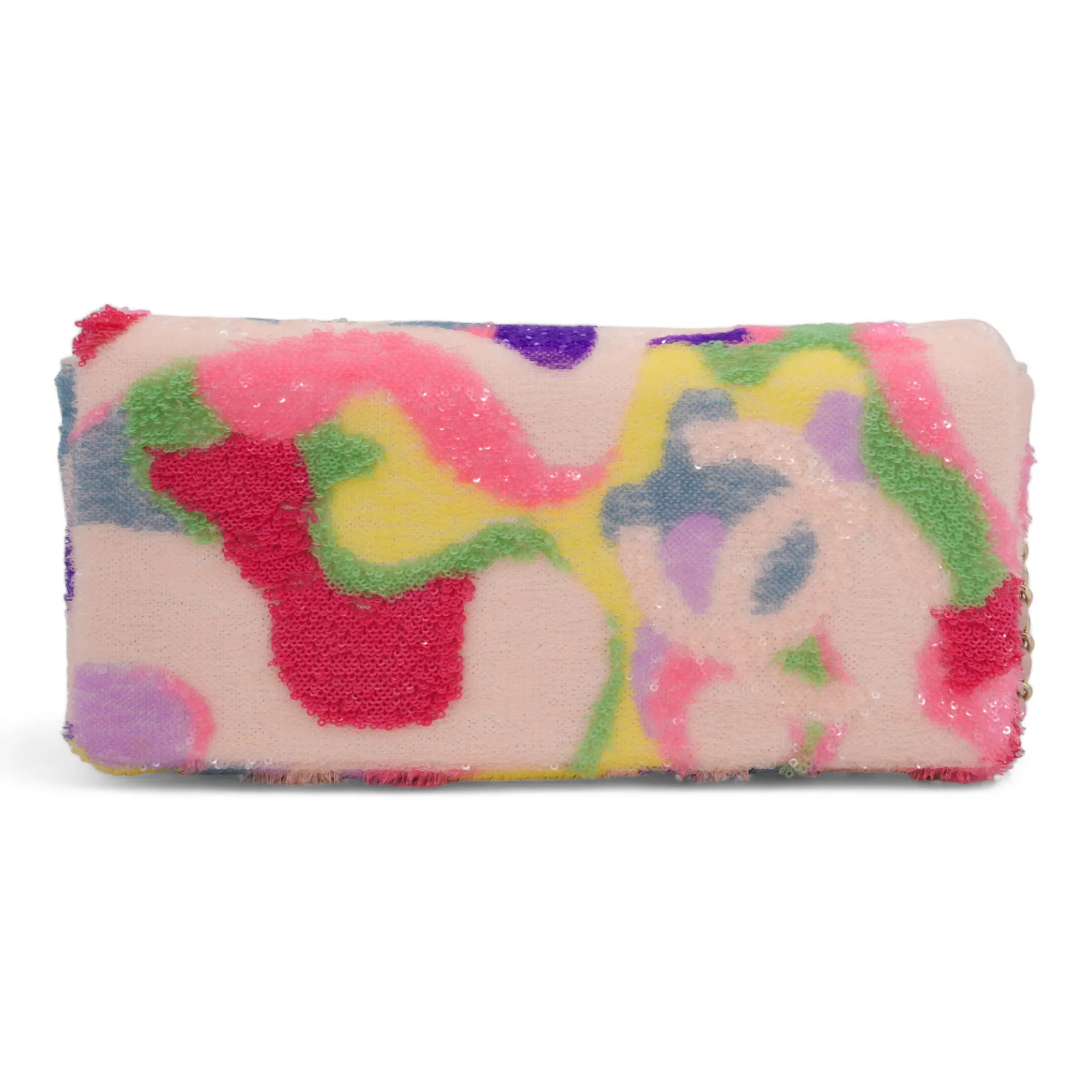 Pink Multicolor CC Sequin East West Flap Bag