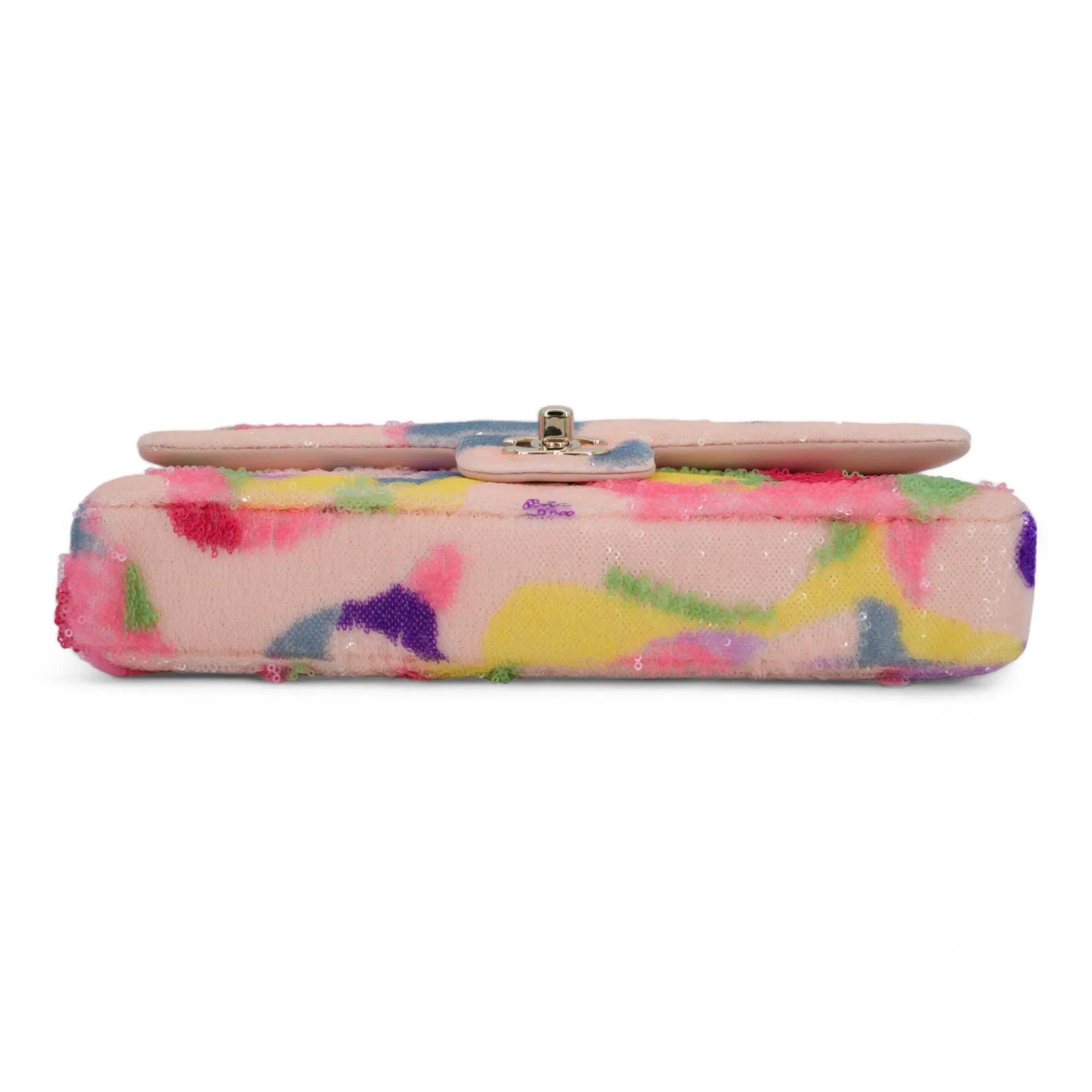 Pink Multicolor CC Sequin East West Flap Bag