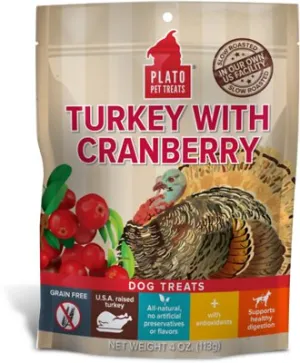 Plato Real Strips Grain Free Turkey With Cranberry Dog Treats