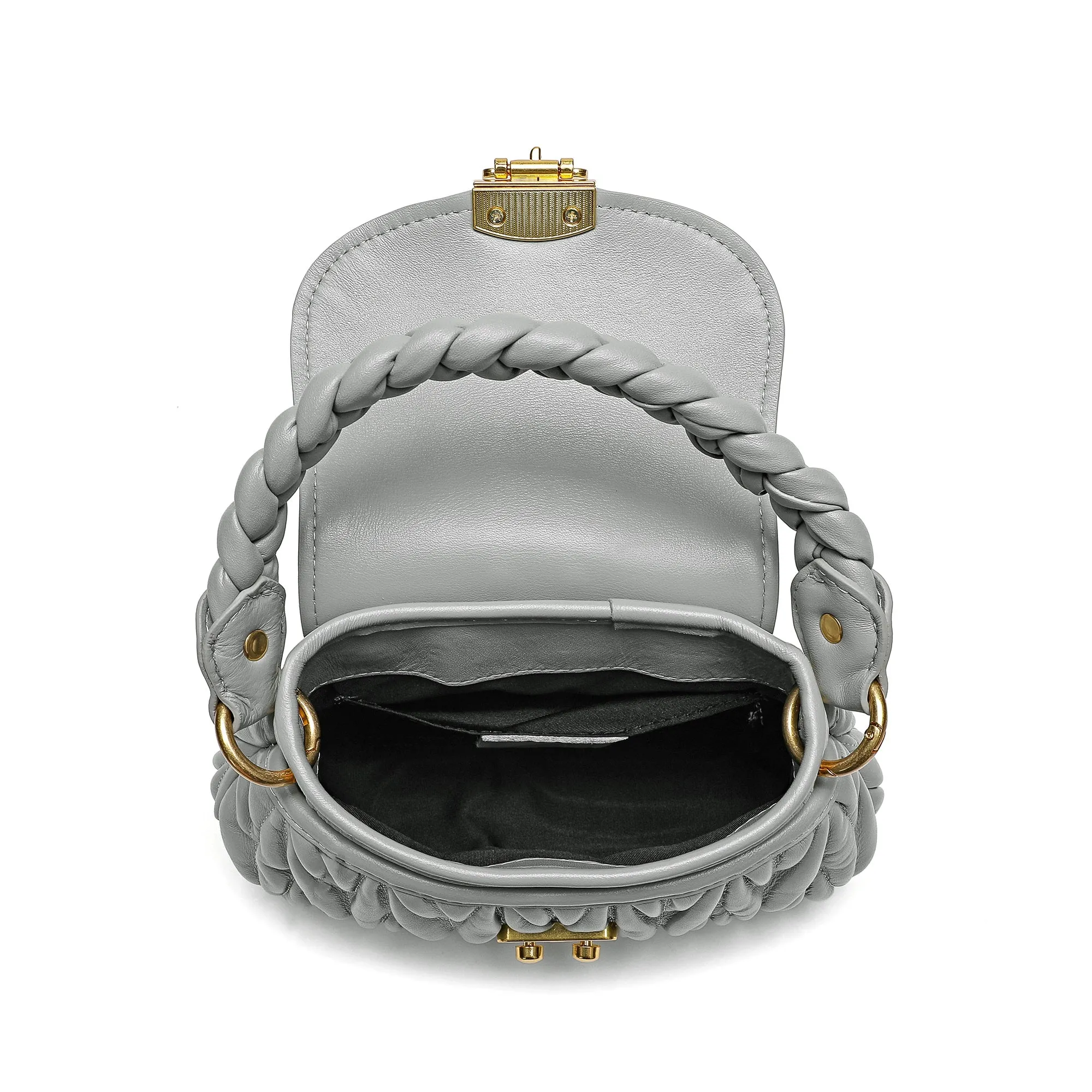 Pleated Sheepskin Leather Shoulder Bag