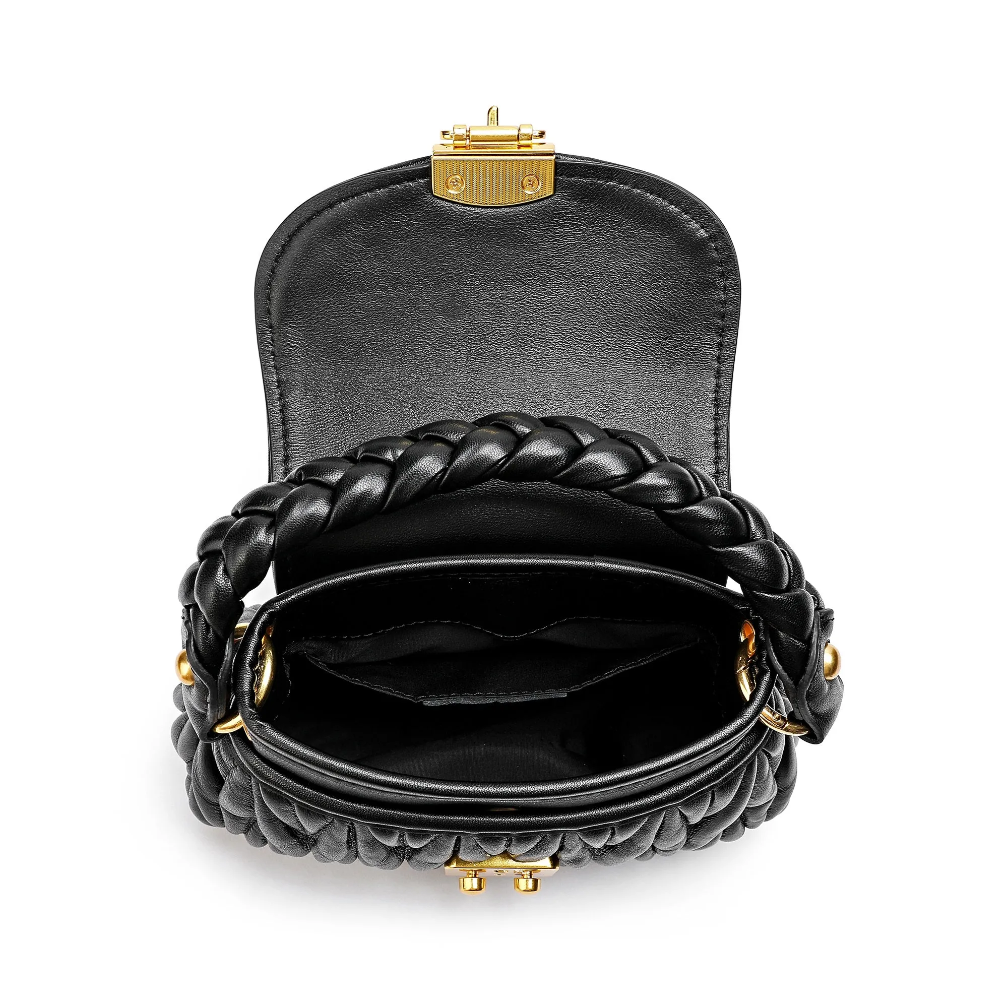 Pleated Sheepskin Leather Shoulder Bag