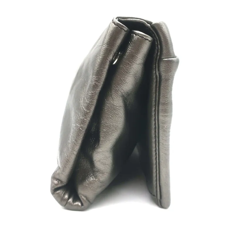 Prada Bow Clutch Pewter Metallic Leather