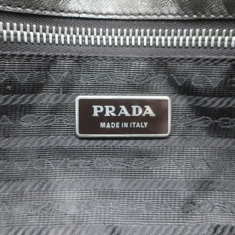 Prada Bow Clutch Pewter Metallic Leather