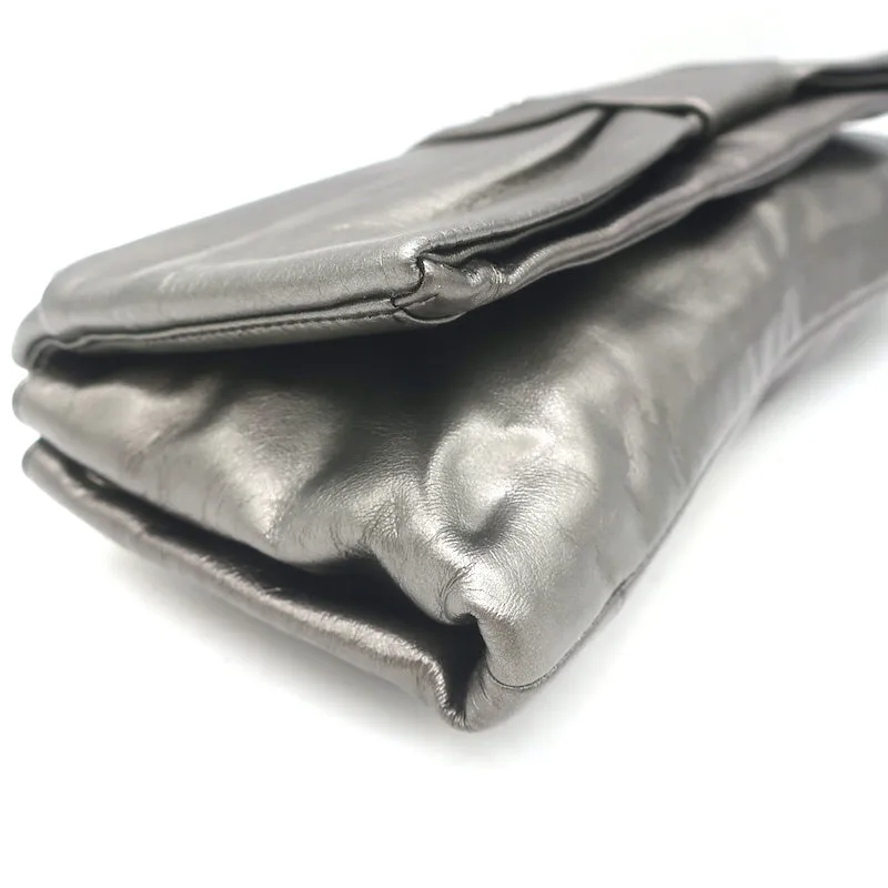 Prada Bow Clutch Pewter Metallic Leather