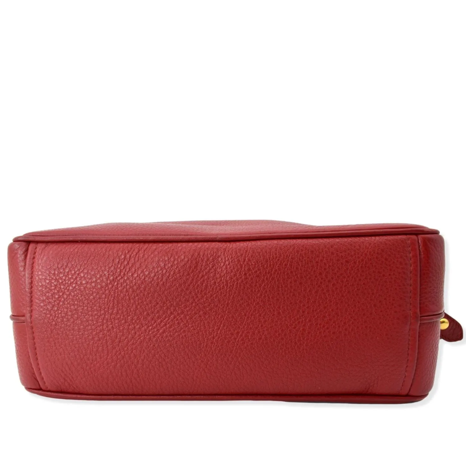 PRADA Double Zip Camera Leather Shoulder Bag Red