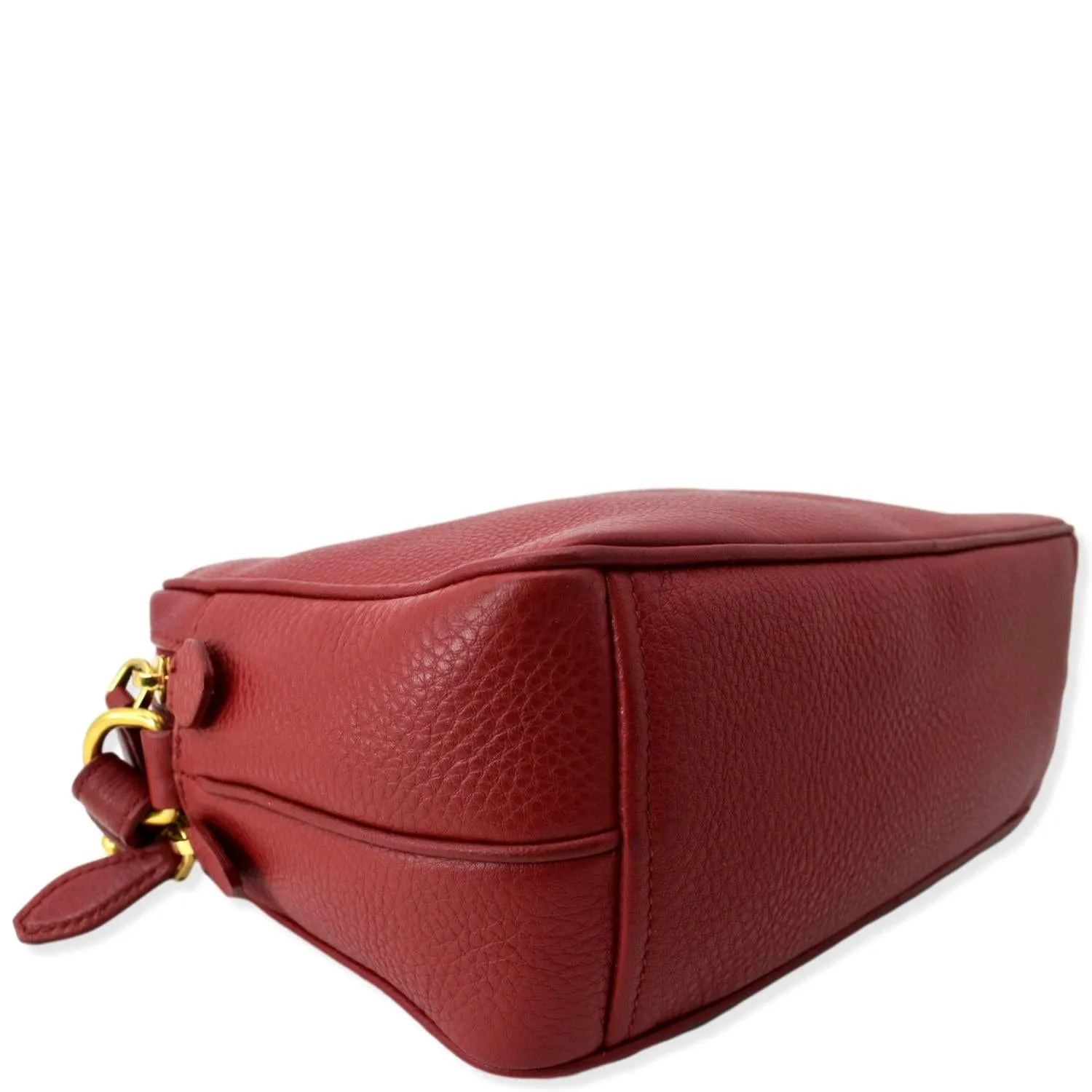 PRADA Double Zip Camera Leather Shoulder Bag Red