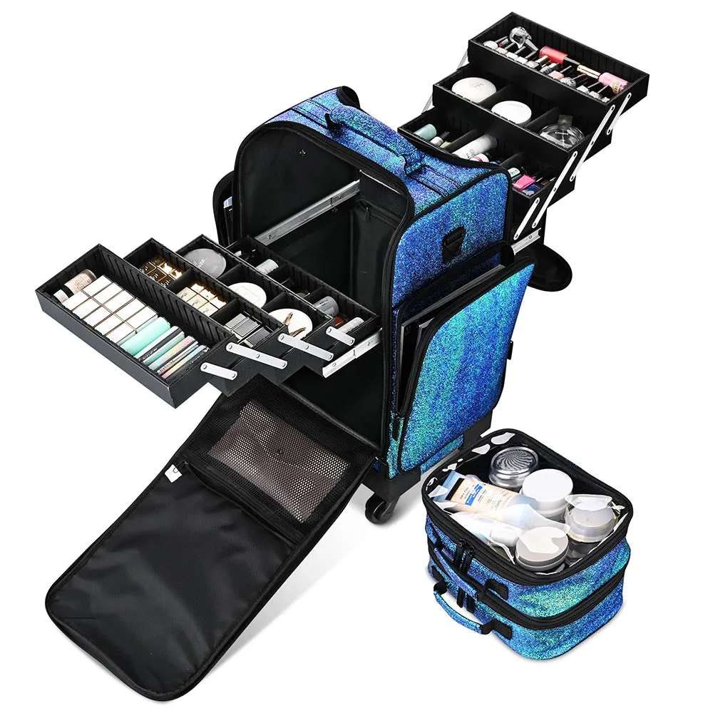 Pro Rolling Makeup Case Trolley with Side Pocket