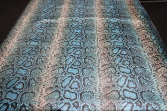 PYTHON PRINTED LEATHER Blue Metallic 12"x12 12"x18", 12"x24" Precuts