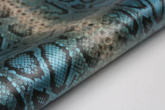 PYTHON PRINTED LEATHER Blue Metallic 12"x12 12"x18", 12"x24" Precuts