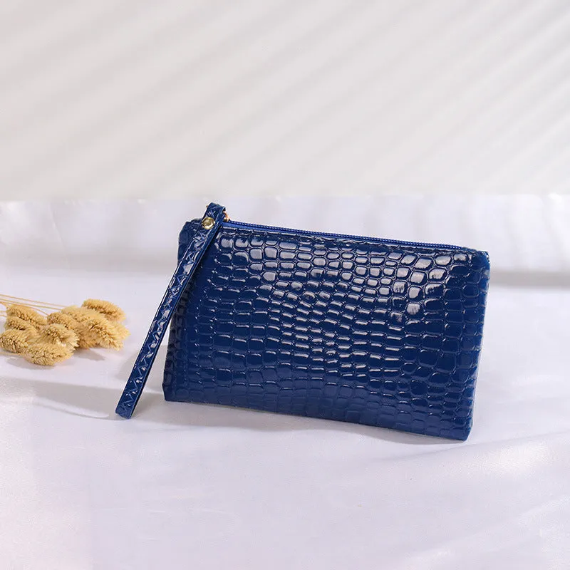 realaiot  Crocodile Embossed Clutch Bag, Fashion Wrist Wallet, Women's Zipper Handbags, Faux Leather Coin Purse For Phone