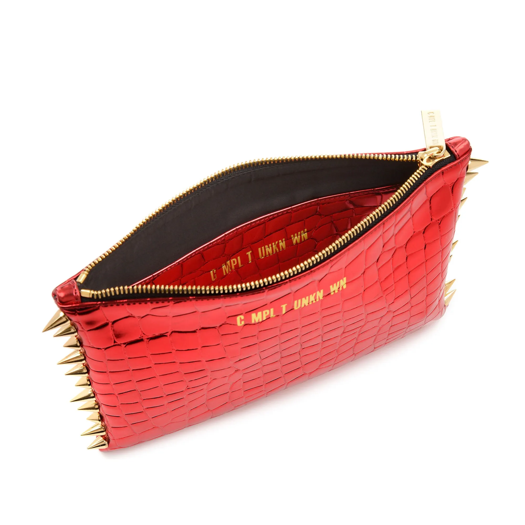 RED CROCO LAME CLUTCH BAG