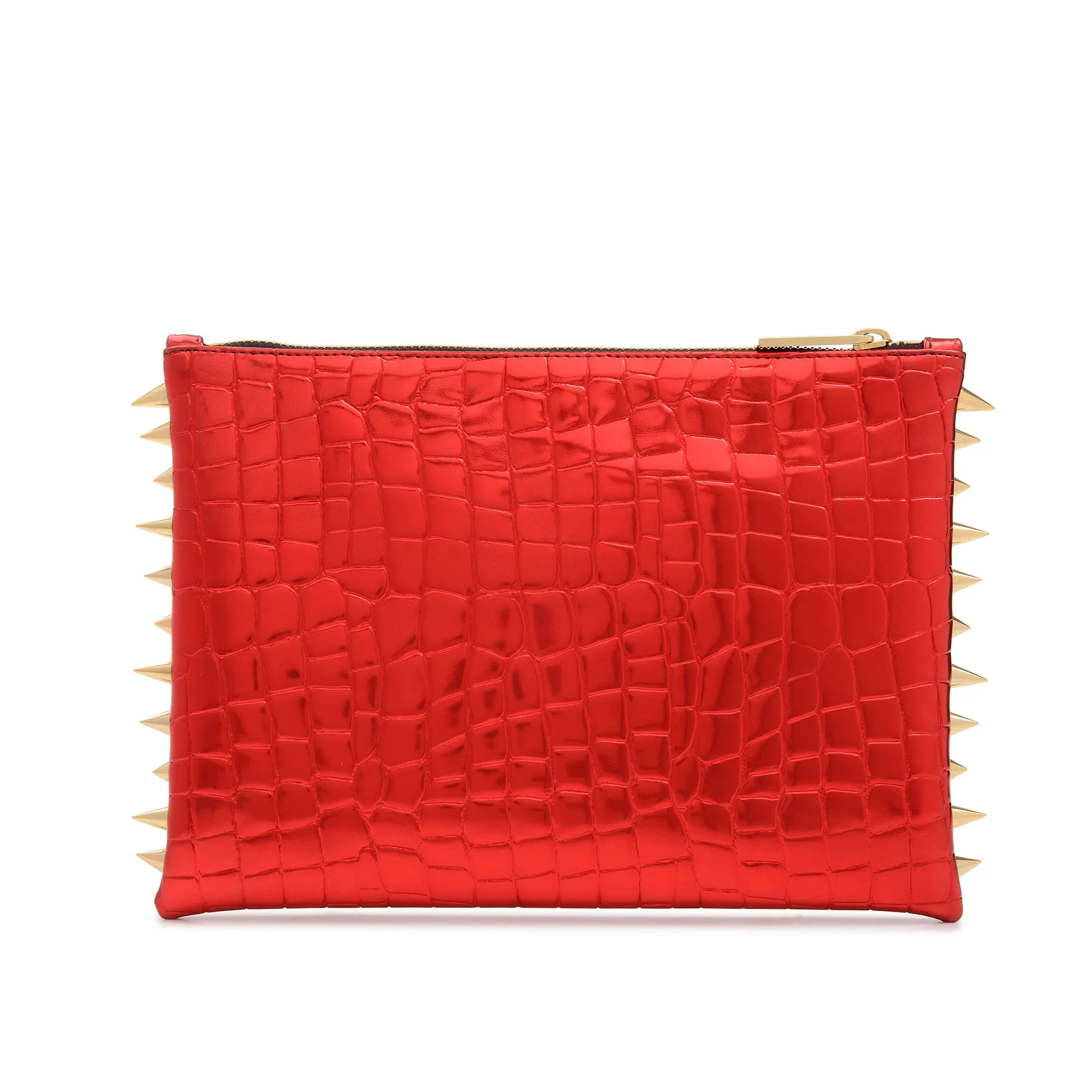RED CROCO LAME CLUTCH BAG
