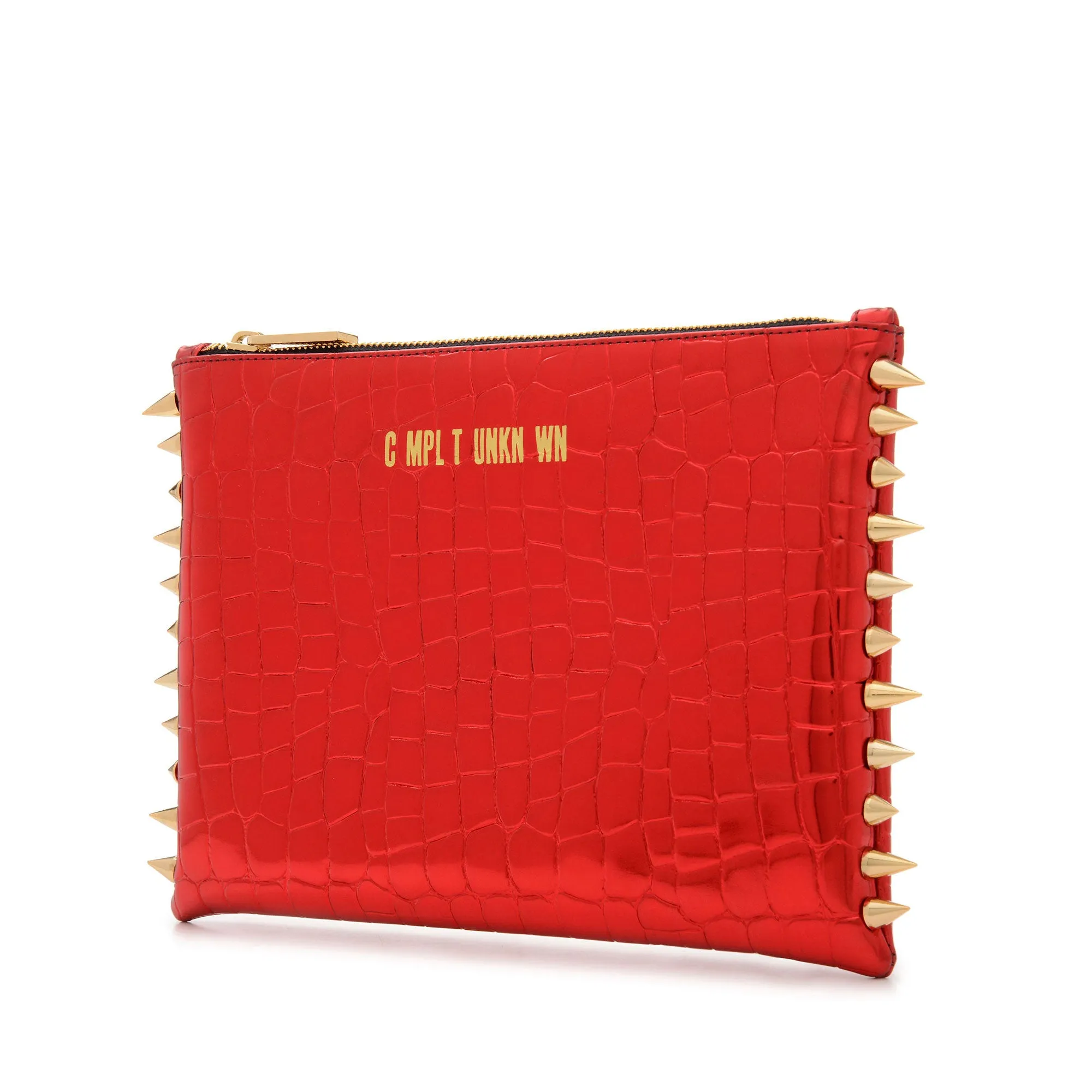 RED CROCO LAME CLUTCH BAG