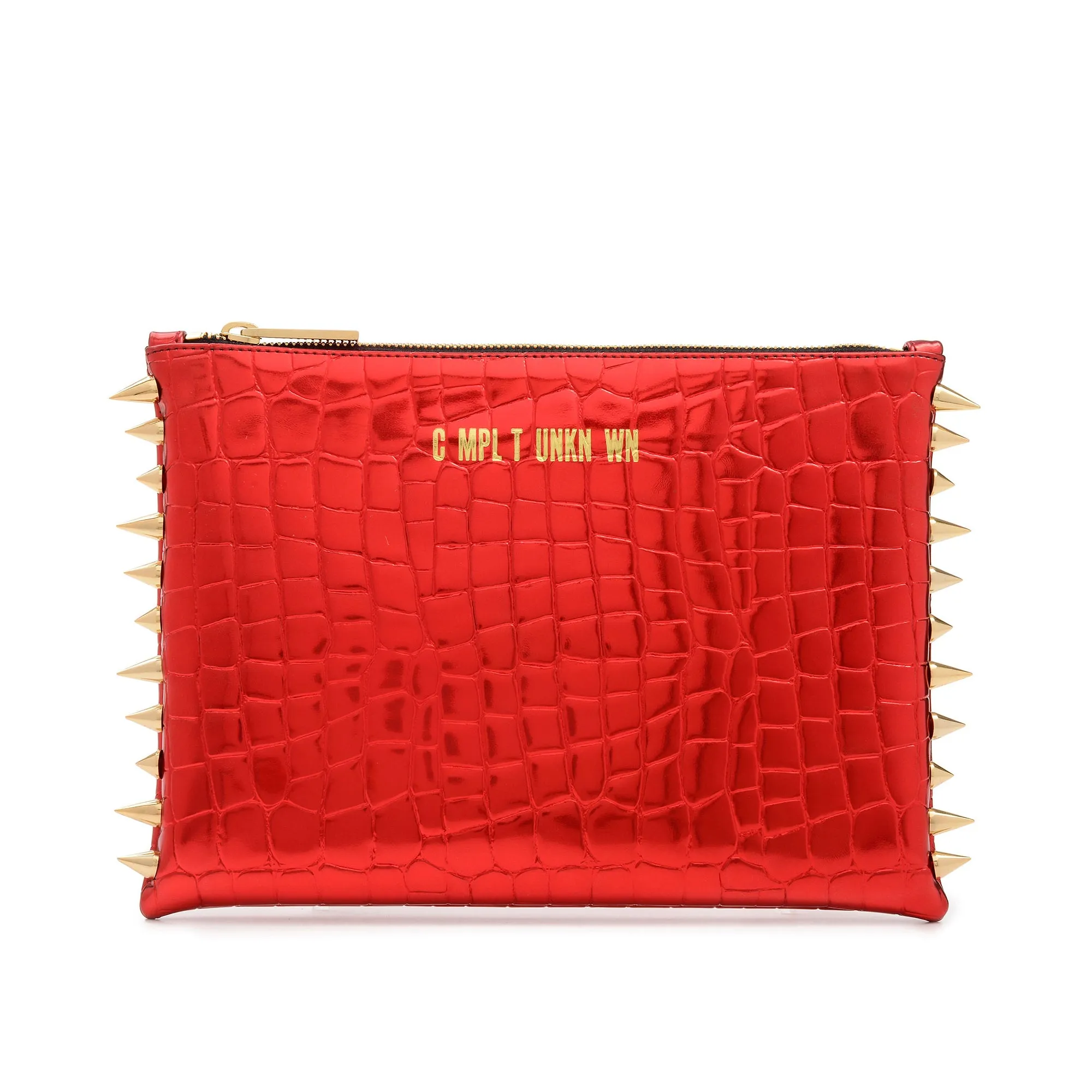 RED CROCO LAME CLUTCH BAG